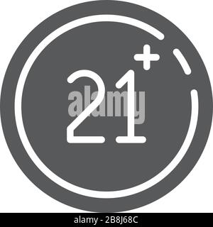 21 plus years old sign vector icon symbol isolated on white background Stock Vector