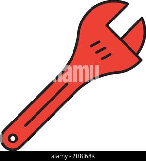 Adjustable wrench vector icon symbol tools isolated on white background Stock Vector