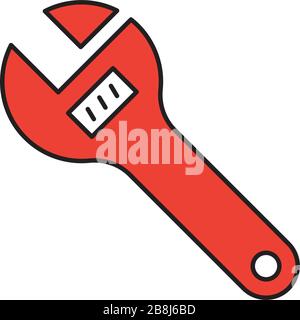 Adjustable wrench vector icon symbol tools isolated on white background Stock Vector