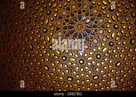 Ceiling of the hall of ambassadors in Alcázar of Seville Stock Photo