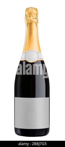 Champagne bottle isolated on white background with clipping path. Stock Photo