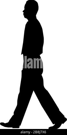 Walking business person sihouette illustration (side view) Stock Vector