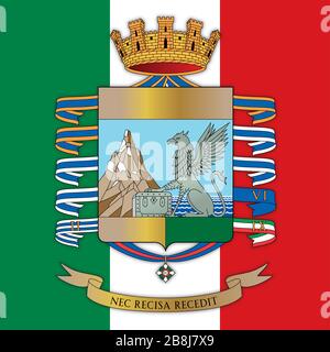 Guardia di Finanza coat of arms on the Italian flag, Italy, vector illustration Stock Vector