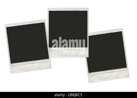 set vintage instant polaroid photo frames in white background ready for use + clipping path Stock Photo