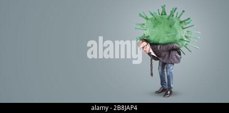 Businessman Struggling With A Virus Stock Photo