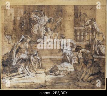 SAINT ROCH healing the plague Alexandre-Denis Abel de Pujol. 'Saint Roch guérissant les pestiférés'. Paris, musée Carnavalet. Stock Photo
