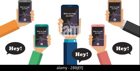 Concierge app ( personal voice assistant / siri ) vector banner illustration Stock Vector