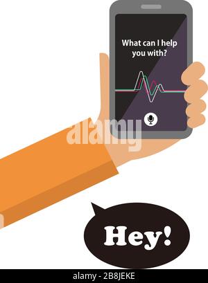 Concierge app ( personal voice assistant / siri ) vector banner illustration Stock Vector