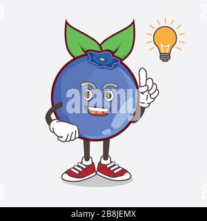 An illustration of Blueberry Fruit cartoon mascot character get an idea Stock Photo