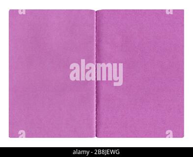 Open  purple  note book. Purple empty cover book. Purple paper isolated on a white background Stock Photo