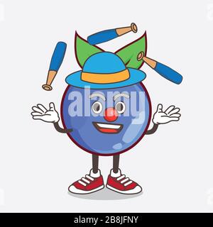An illustration of Blueberry Fruit cartoon mascot character play Juggling Stock Photo