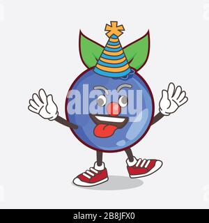 An illustration of Blueberry Fruit cartoon mascot character as funny clown Stock Photo