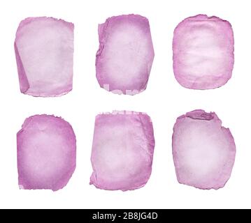 Purple paper set isolated. Violet blue paper background.  Ultra violet paper set isolated on white. Paper purple texture background Stock Photo