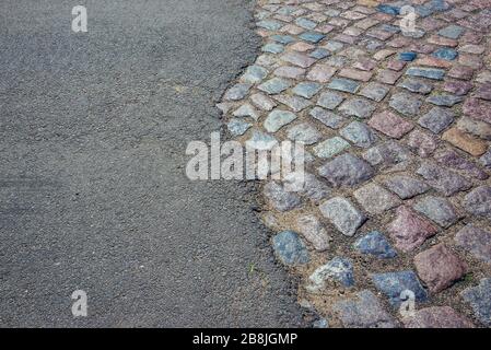 Road details near Natolewice village within Gryfice County, West Pomeranian Voivodeship of Poland Stock Photo