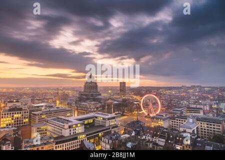 Brussels, Belgium cityscape at Palais de Justice during dusk. Stock Photo