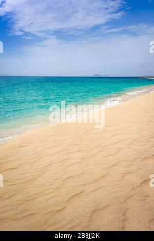 Ponta preta beach and dune in Santa Maria, Sal Island, Cape Verde, Africa Stock Photo