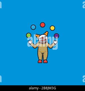 Juggling Clown vector illustration for Fun Day on April 1st. Circus, fun and April Fools Day symbol. Stock Vector