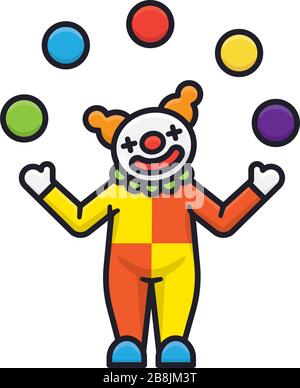 Juggling Clown isolated vector illustration for Fun Day on April 1st. Circus, fun and April Fools Day symbol. Stock Vector