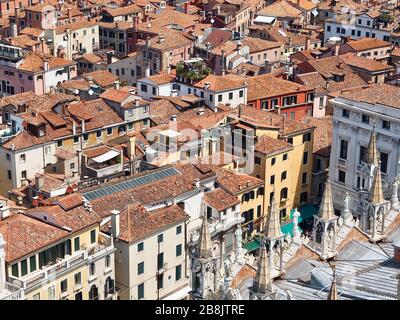 Aerial view from the Campanile in Venice to St. Marks square Stock Photo