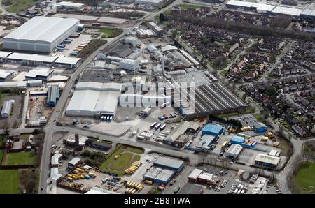 aerial view of industrial units on an estate at Bromborough on the Wirral