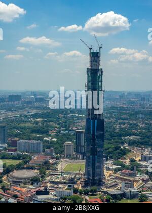 The Merdeka 118 office tower under construction the tallest skyscraper in Kuala Lumpur Malaysia. Stock Photo