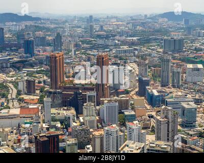 Berjaya Times Square in Bukit Bintang and other office and residential buildings and towers Kuala Lumpur Malaysia. Stock Photo