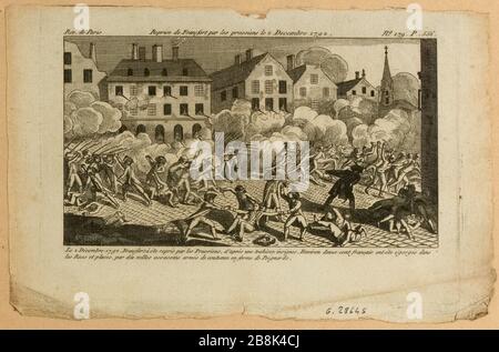 Resumption of the City of Frankfurt by the Prussians, Austrians and Hessians (Germany) and French massacre. November 28, 1792. Print Nº179, p.556 of the Journal of Paris Revolutions 8-15 December. (Dummy title) Stock Photo