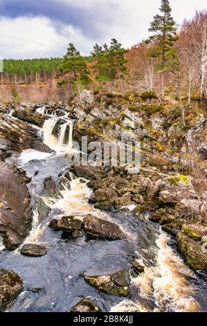 Falls of Rogie on Black Water River located between Garve and Contin off the A835 west of Inverness in northern Scotland Stock Photo