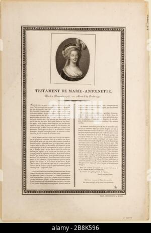 Testament of Marie Antoinette, born 2 November 1755 Dead 25 October 1793 (IT) Stock Photo