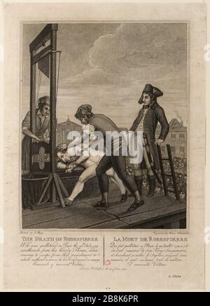 French Revolution: 13 Thermidor Year II Day or July 28, 1794. Robespierre on the scaffold (dummy title) Stock Photo