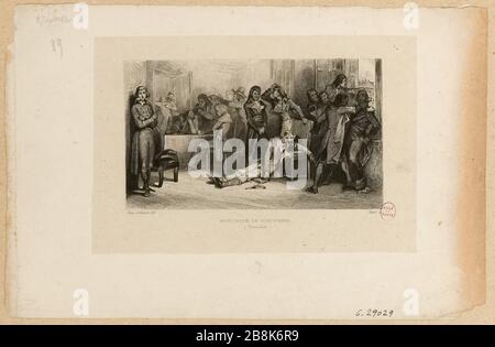 French Revolution: Day 10 Thermidor Year II or July 28, 1794. Arrest of Robespierre, wounded (dummy title). Stock Photo