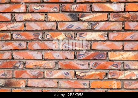 Textured red bricks wall background, aged vintage surface Stock Photo