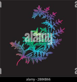 Color neon gradient fern illustration. Ancient plant. Stock Vector