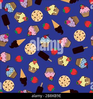 Cupcake vector pattern white background Stock Vector