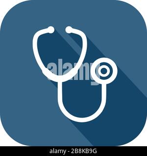 Stethoscope icon in flat style. Heart diagnostic vector illustration on ...