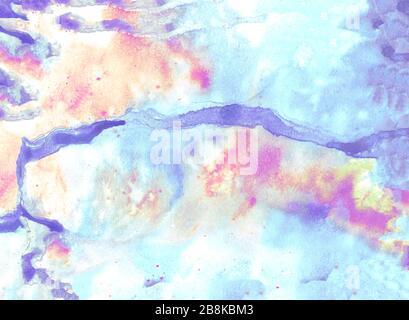 Watercolor colorful texture. Watercolor splashes handmade. Rainbow colors. Violet, pink, blue, red and yellow background. Art element for creative des Stock Photo