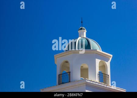 Tiled Dome On White Building Turret Stock Photo