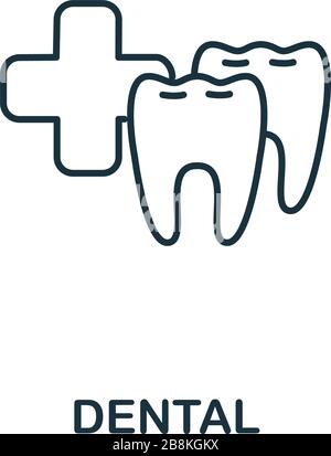 Dental icon from health check collection. Simple line Dental icon for templates, web design and infographics Stock Vector