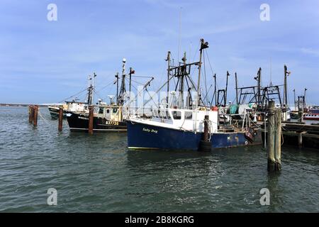 Shinnecock commercial fishing pier Long Island New York Stock Photo