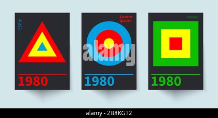 Vintage set in style of bauhaus. Abstract composition. Geometric pattern background. Brand identity. Business presentation layout. Abstract poster. Business brochure, flyer design. Stock Vector