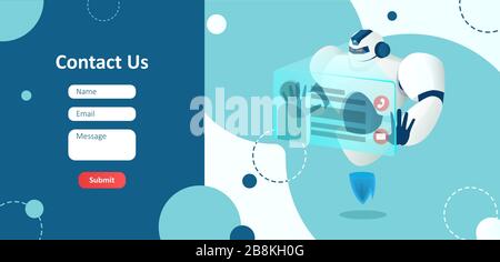 Vector of a robot ai chat bot providing customer support service Stock Vector