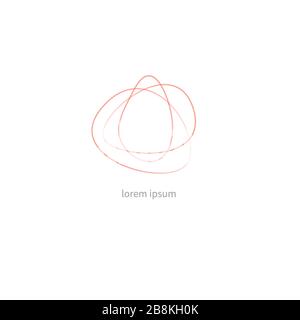 Business logo in shape of intersecting ellipses, abstract tech icon, science geometric symbol, vector graphic design Stock Vector
