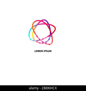 Business logo, abstract modern icon in shape of ellips, modern tech sign, creative idea, color vector business symbol Stock Vector