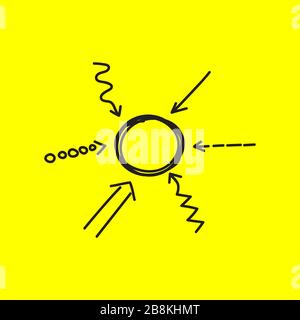 Different ways to solve problem metaphor, solving business problem concept, different arrows leading to same goal, open mind, vector illustration Stock Vector