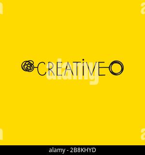 Creative symbol, hand draw creative word, coaching sign, transformation icon, brainstorm vector illustration Stock Vector