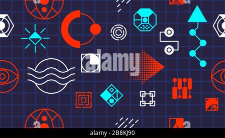 Modern memphis pattern, great design for any purposes. Memphis style geometric pattern. Vector retro illustration. Blue abstract background. Abstract geometric shape. Stock Vector