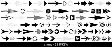 Arrow set. Different black directional icons, vector illustration collection for web design, mobile apps, interface and other design. Stock Vector