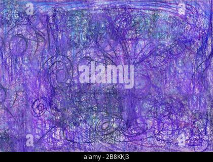 Abstract purple background. Texture of paper with prints of charcoal and pastel. Horizontal stripes. Lilac background with texture and scratches, spot Stock Photo