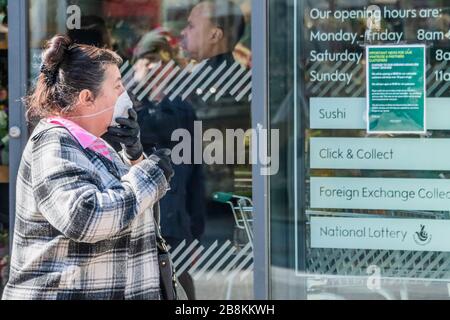 Waitrose at Clapham Junction is only open to NHS workers and the over 70's for the first hour so a queue of regular customers waits outside - Anti Coronavirus (Covid 19) outbreak in London. Credit: Guy Bell/Alamy Live News Stock Photo