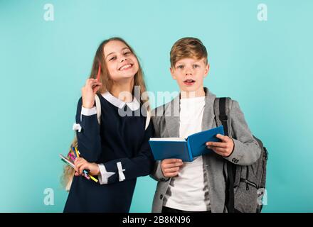 Talent development. Better together. Student ready for lessons. Regular school program. School education for advanced level. Classes for teens. International students exchange. School knowledge. Stock Photo